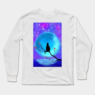 Super Blue Moon Cat Long Sleeve T-Shirt